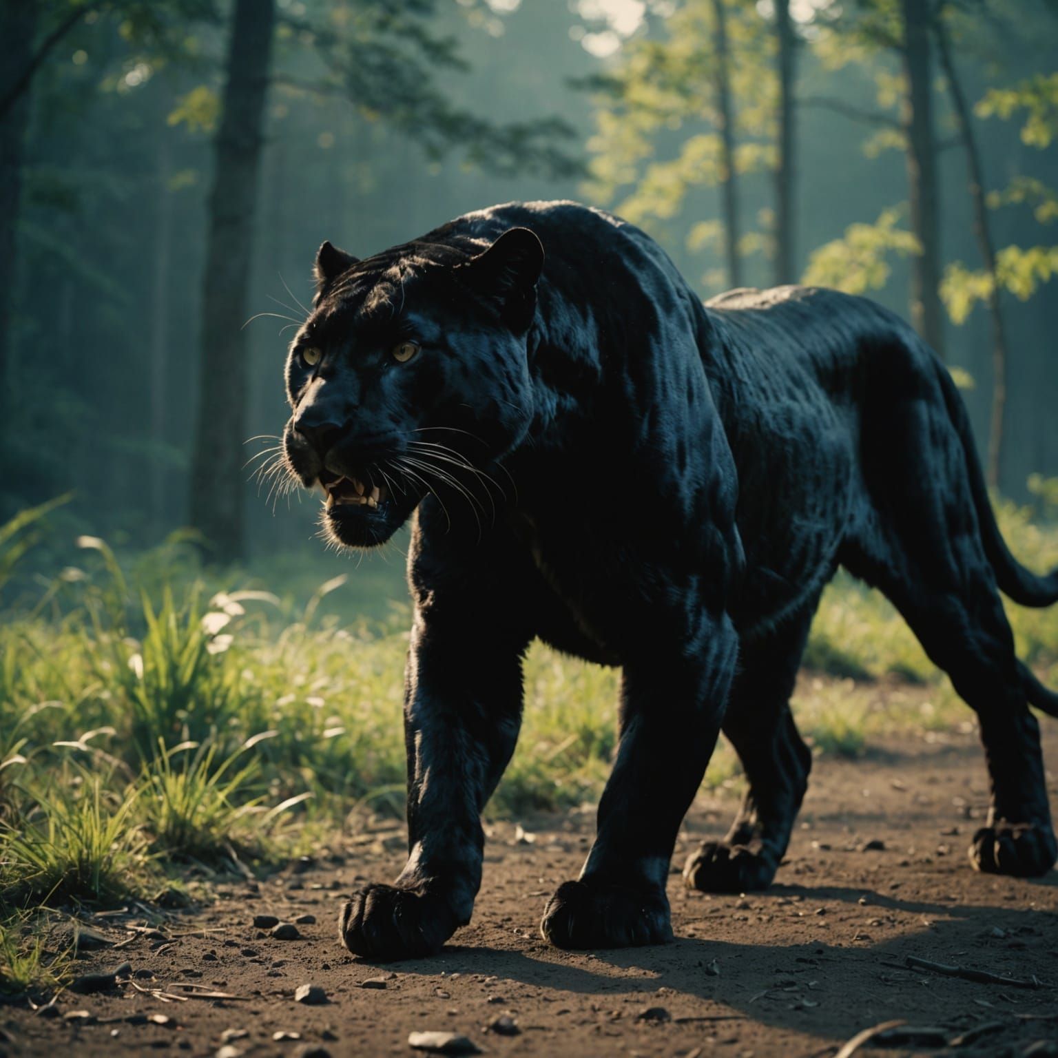 Dramatic Panther Portrait with Cinematic Lighting
