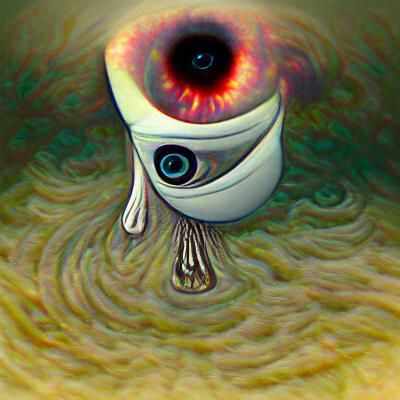 Giant Eye Drains Souls in Surreal Art
