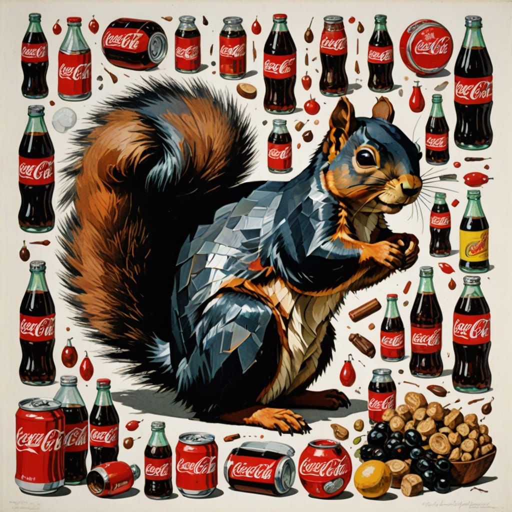 Squirrel Made of Coca Cola Liquid Art