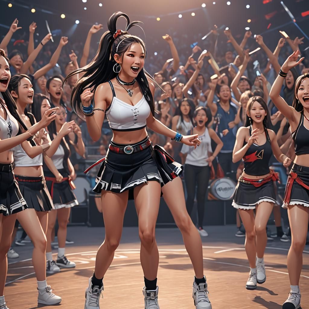 Native American Singer at Concert in 3D Anime Art