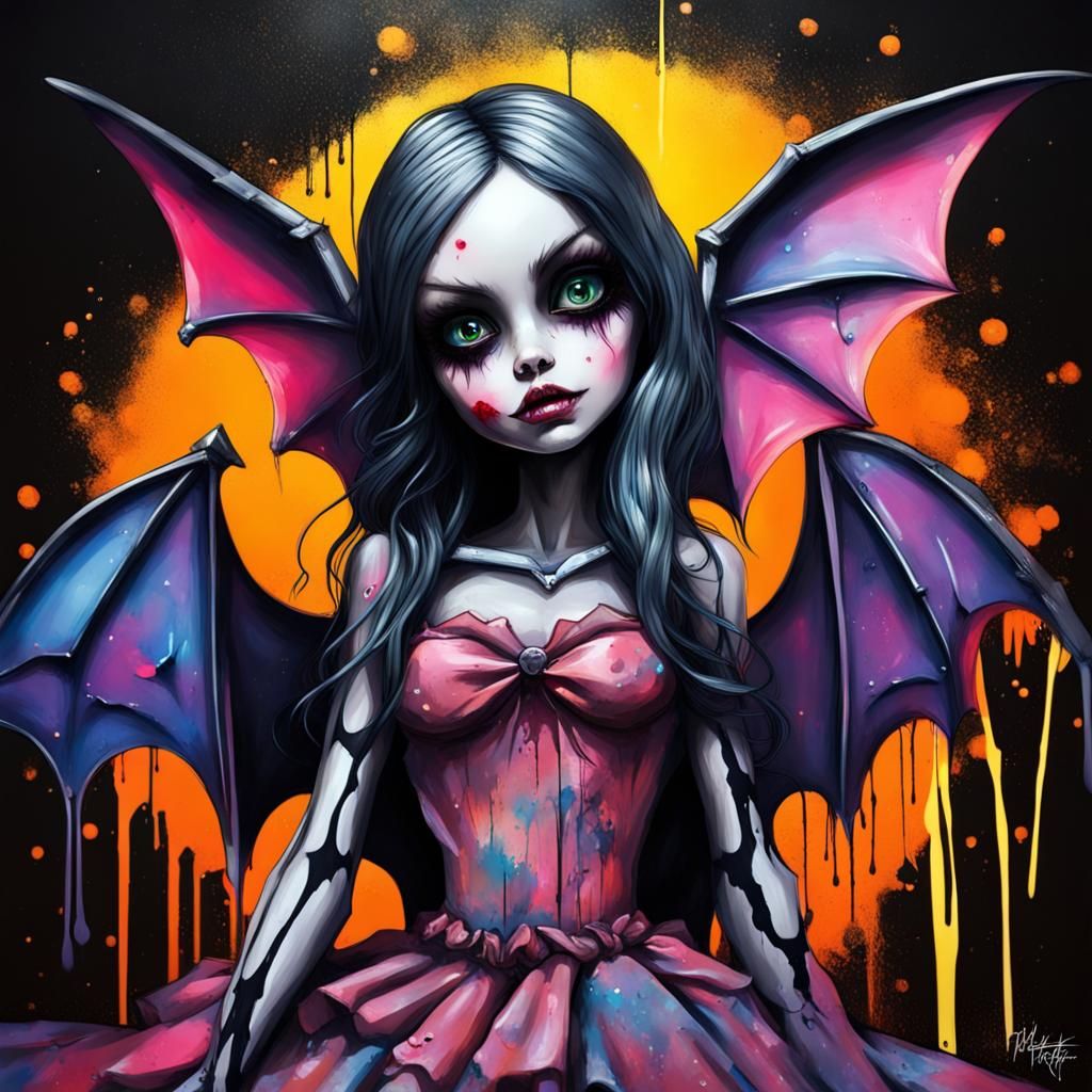 Bat Winged doll on Halloween night