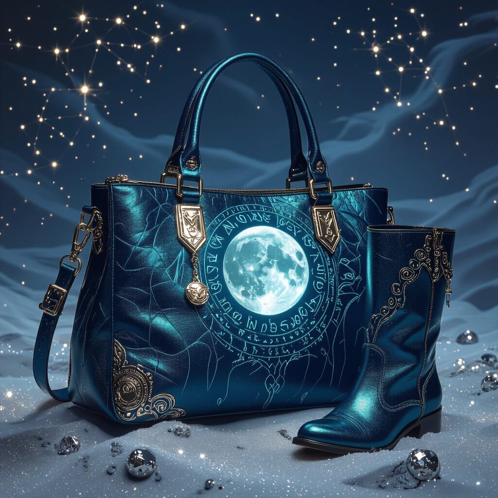 Navy and Teal Fantasy Handbag and Boots