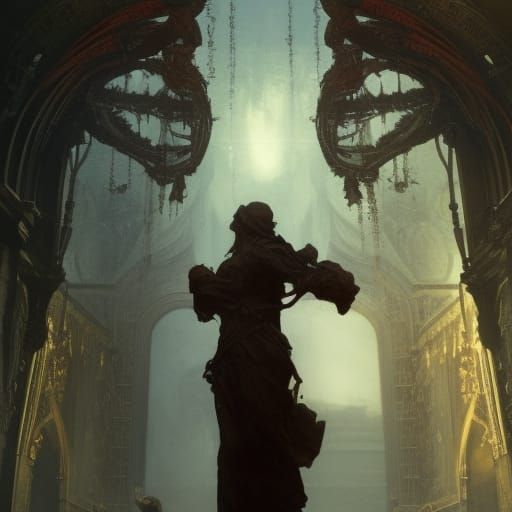 Dark Fantasy Statues in Hyperdetailed Style