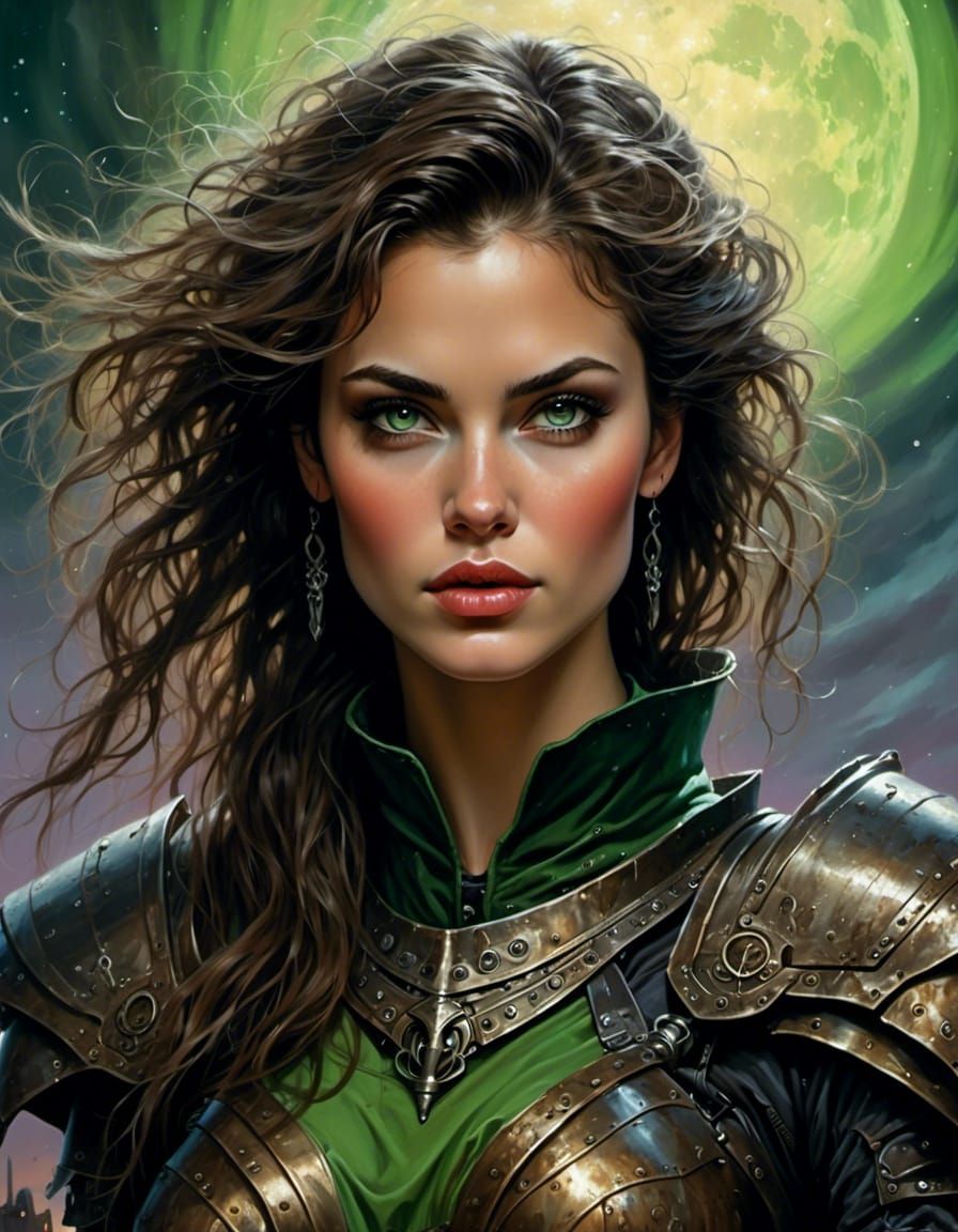 Magnificent Woman in Wasteland Armor, Acrylic Painting