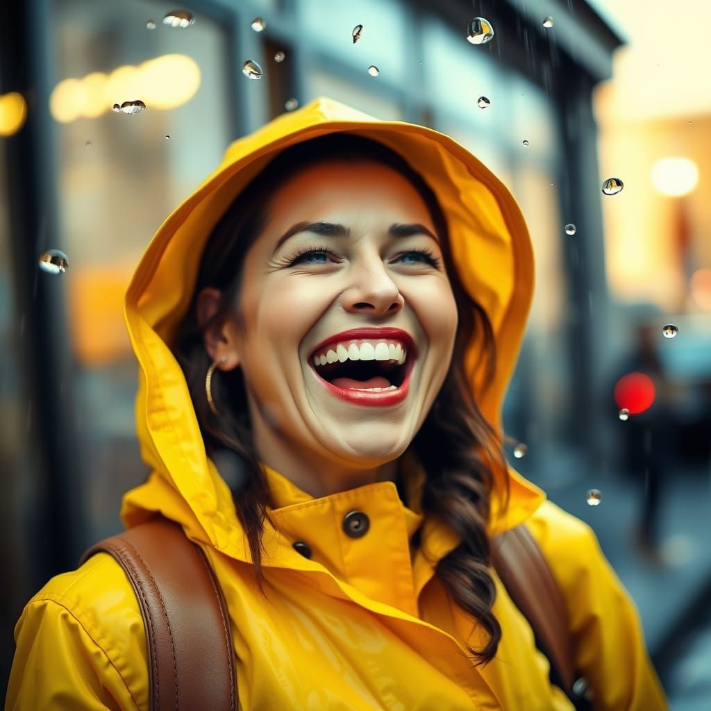 Joyful Woman Dancing in the Rain