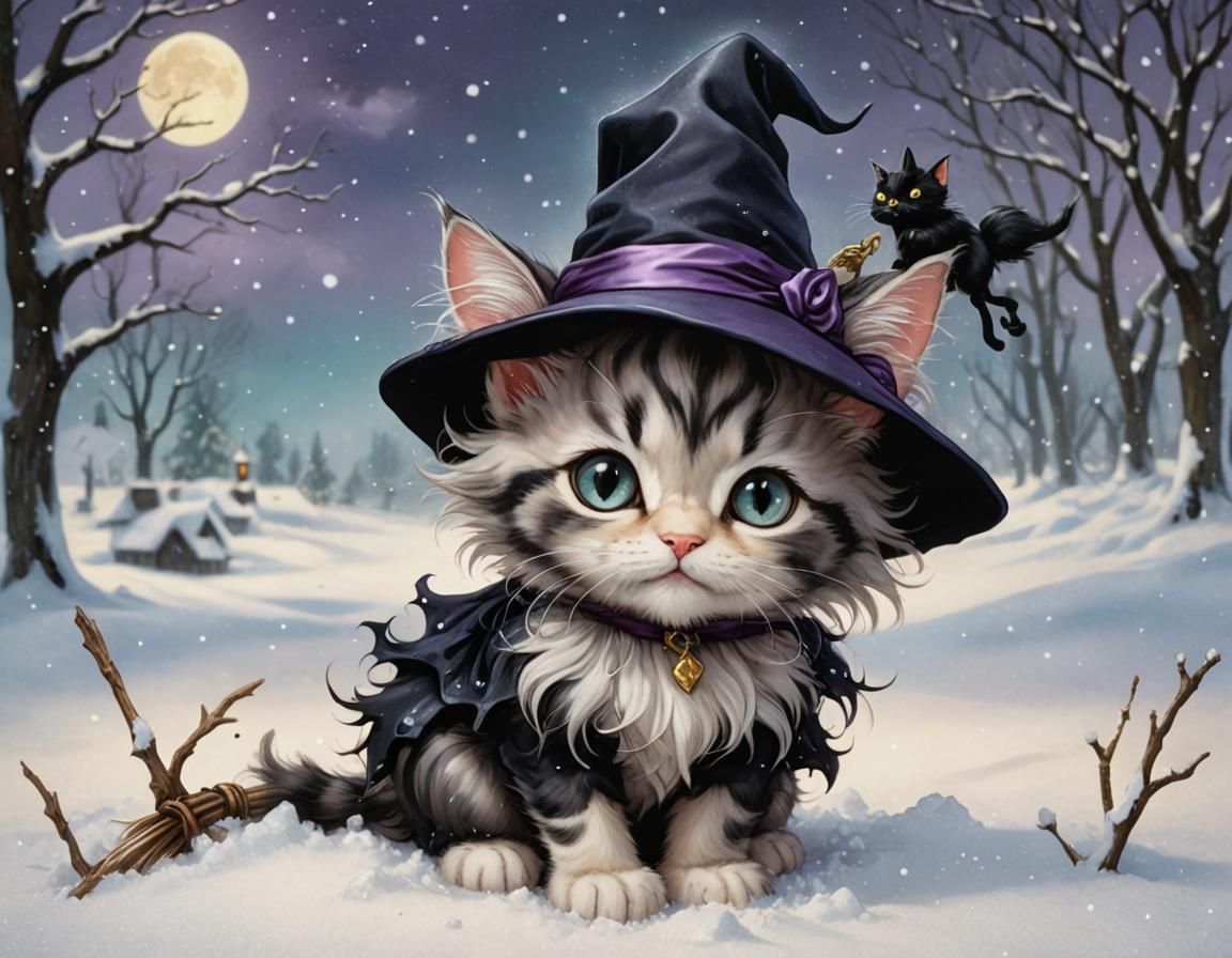 Kitten Witch Comic Illustration