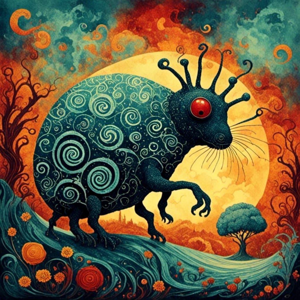 Surreal Hellscape with Cicadas in Hot Weather