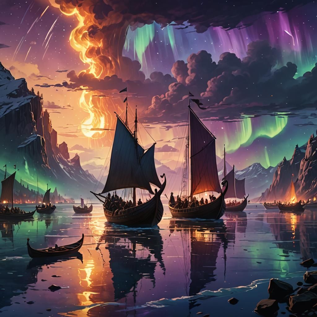 Epic Viking Longboats Approach English Shore