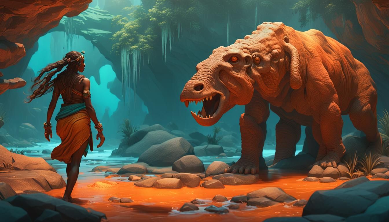 Prehistoric Woman in Dynamic Lighting