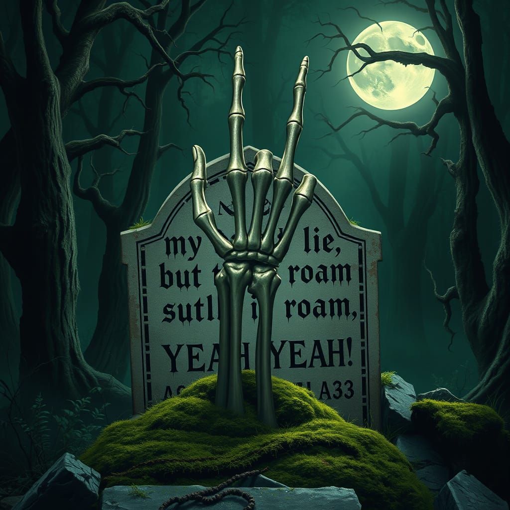 Undead Hand Emerges from Grave in Defiant Rock Gesture