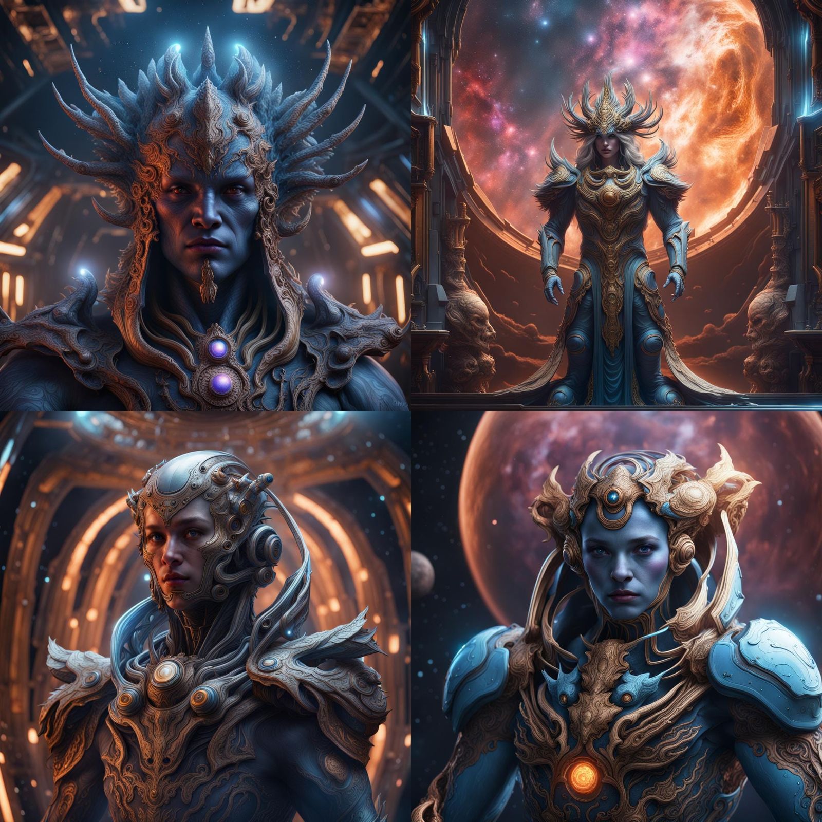 Hyper-Real Space Deity in Detailed Matte Painting