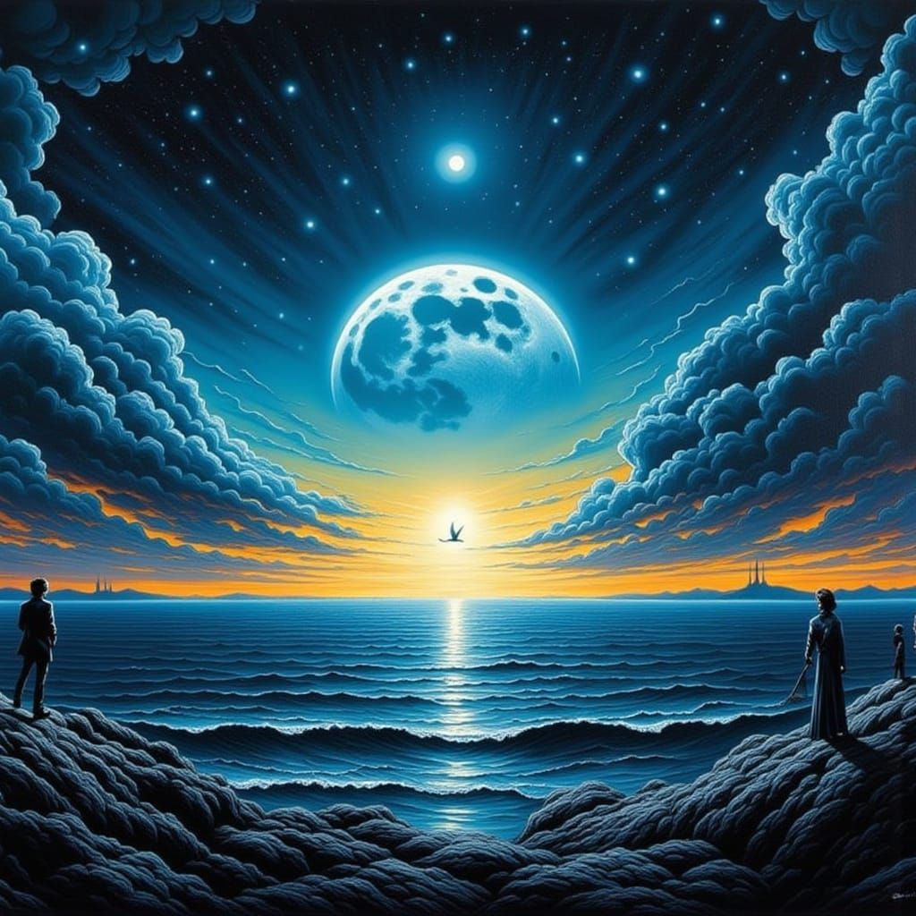 Moonlit Sea in Dreamlike Style