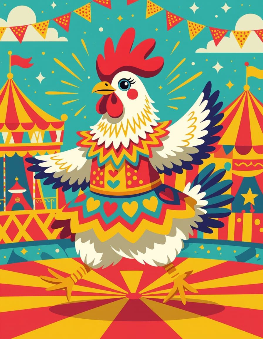 Playful Chicken Dancer in Carnival Style