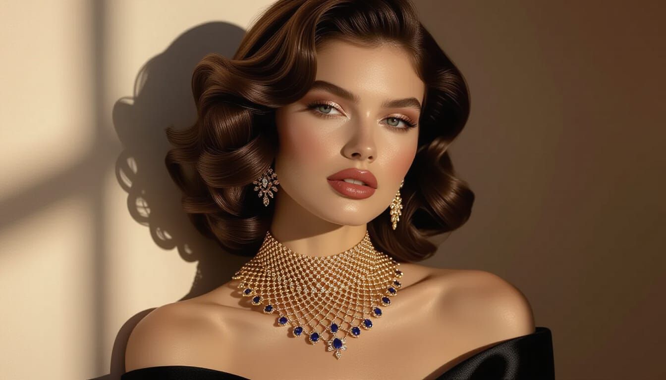 Victorian Sapphire Bib Necklace on Model