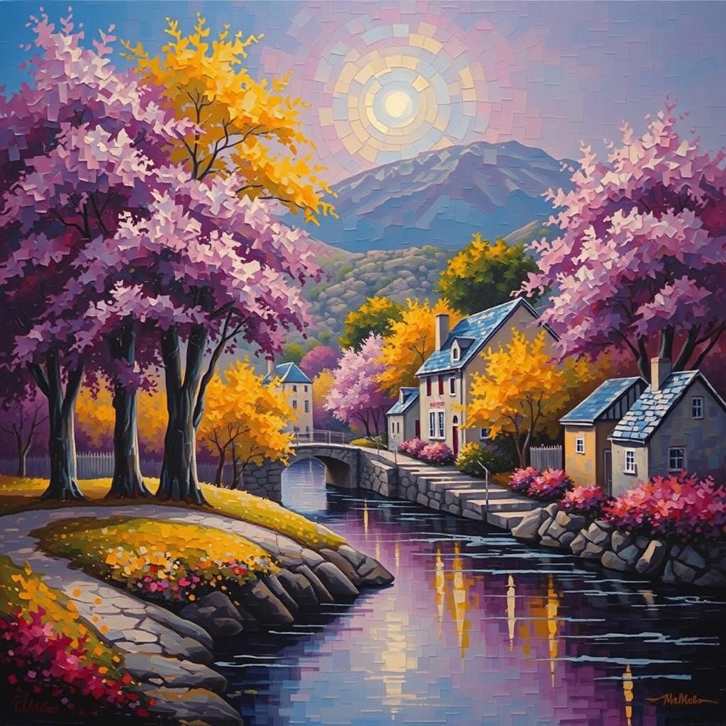 Vibrant Rustic Mosaic Patchwork in Sharp Focus