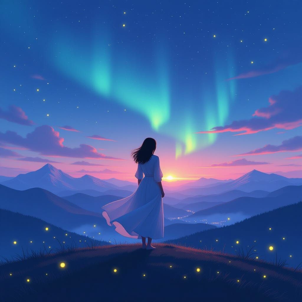 Twilight Hilltop: Ethereal Digital Art Landscape