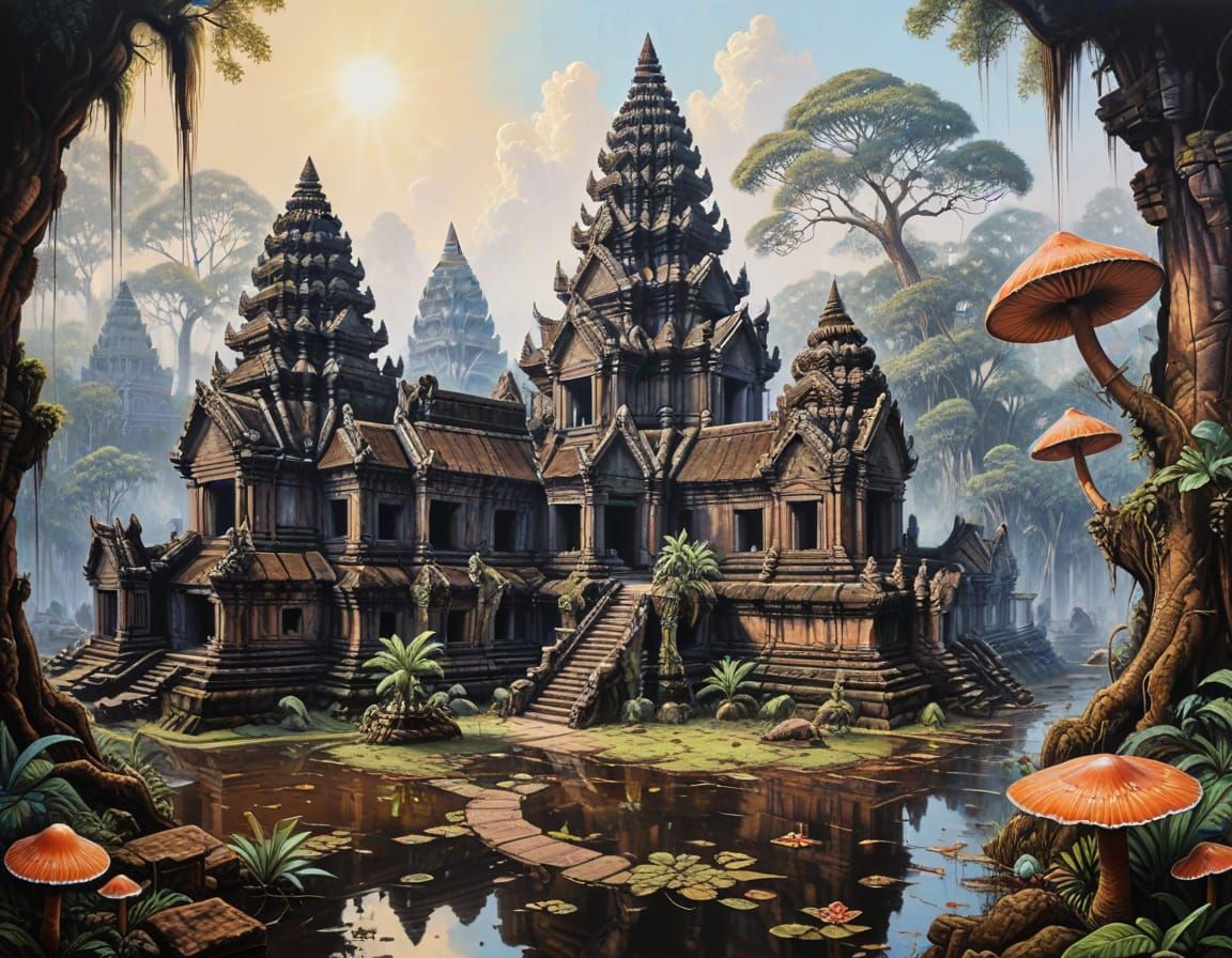 Vibrant Caribbean Jungle Scene in Quirky Urban Sketch Style