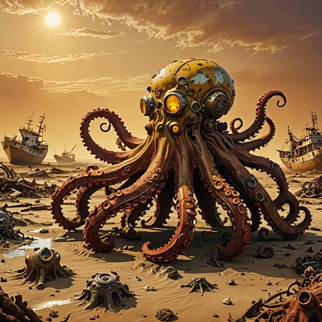 Mutant Octopus in Post-Apocalyptic Wasteland