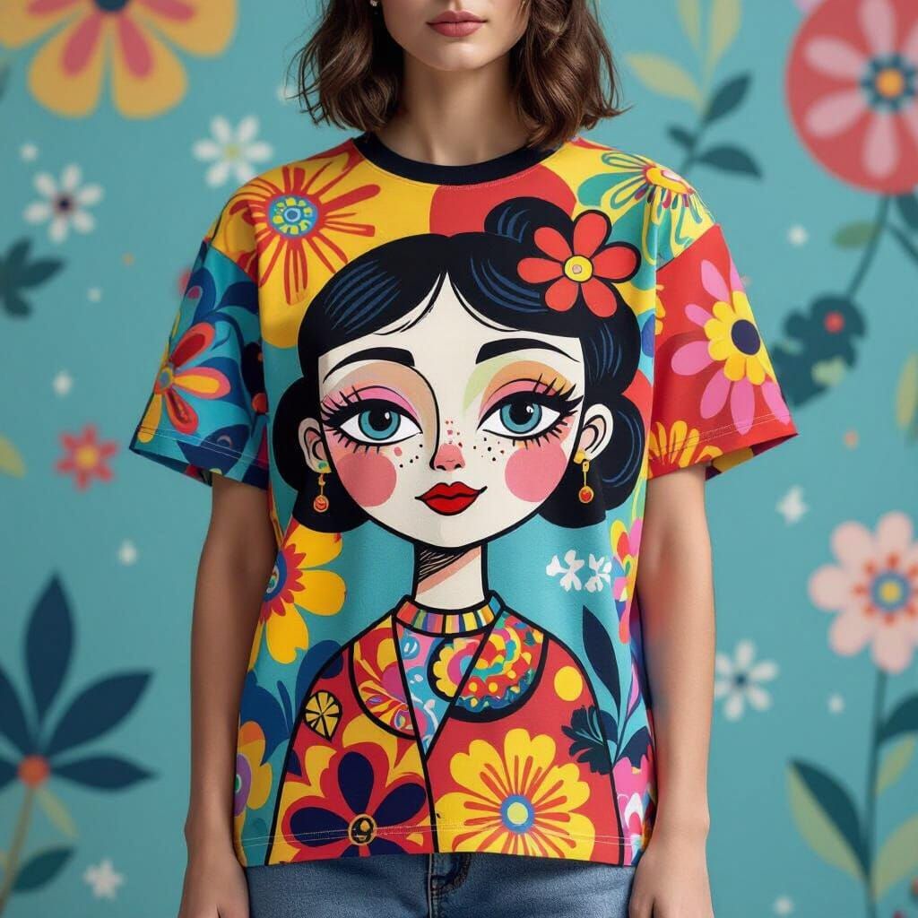 Person in Graphic Tee, Eclectic Pop Art Style