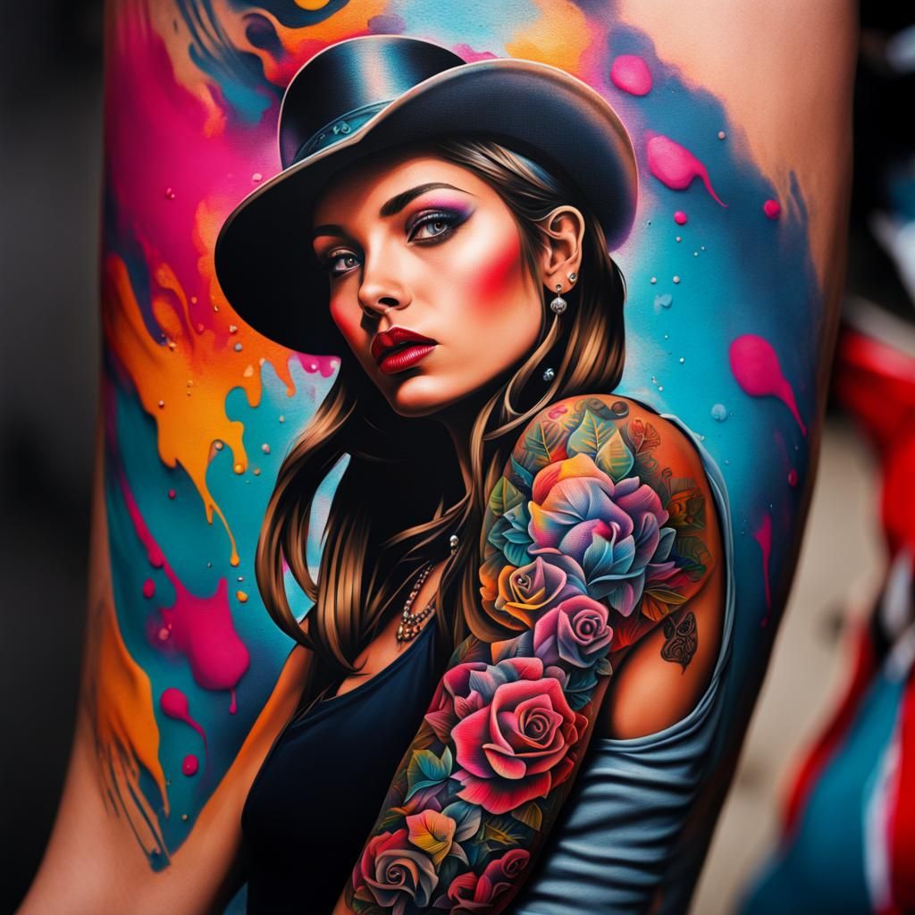 Vintage Tattoo Graffiti Art in Splash Art Style