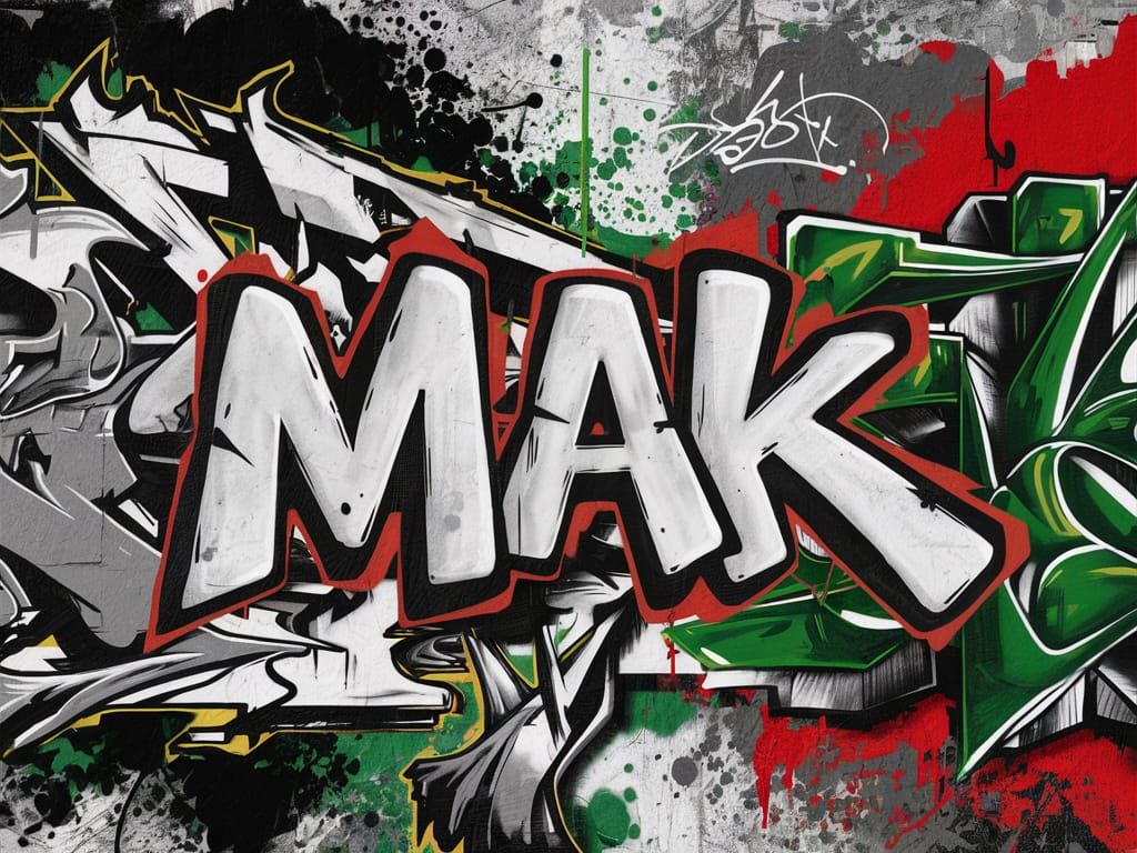 Neo-Expressionist Graffiti Mural with Vibrant Colors