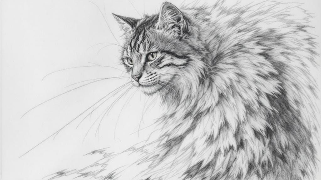 Pencil Sketch of a Detailed Landscape