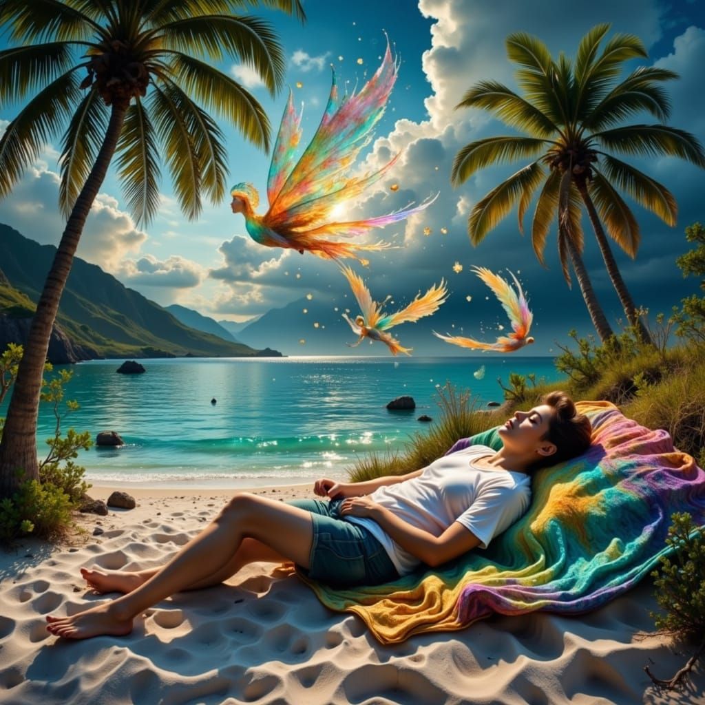 Man Sleeps Peacefully Under Crystalline Angels