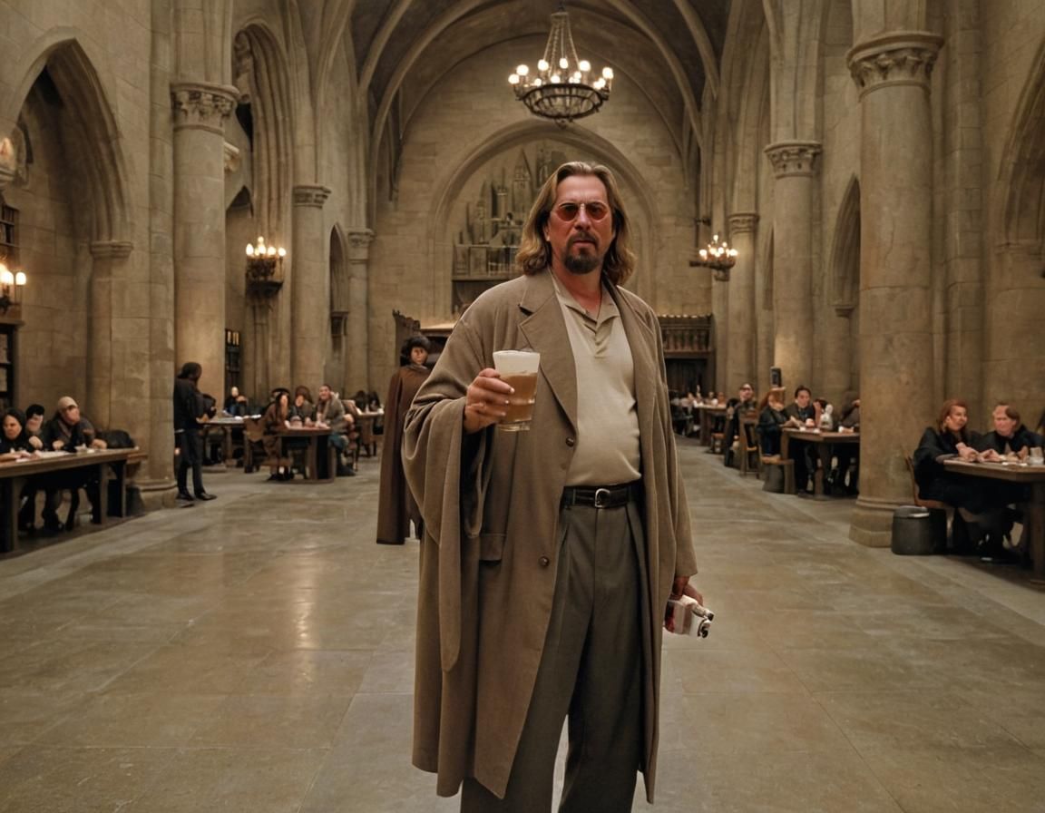 The Dude at Hogwarts Sipping White Russian