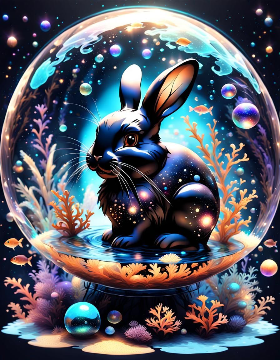 Bunny in an underwater Bubble