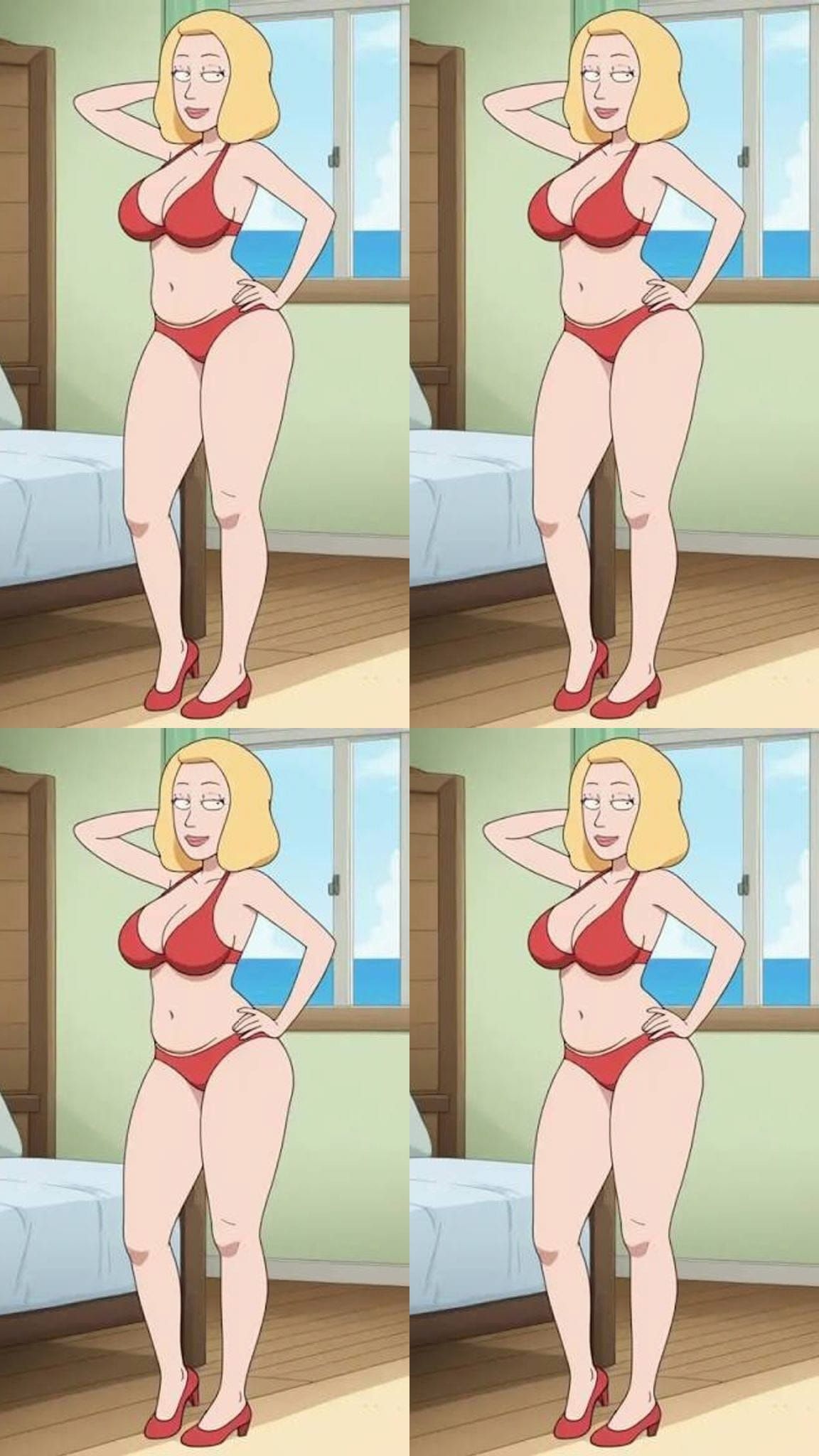 Anime Character Poses in Bikini and Shorts