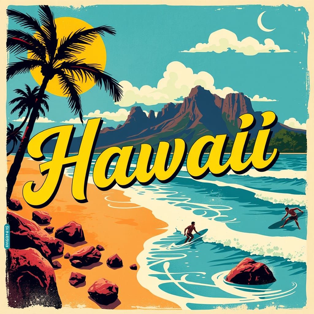Hawaii travel poster