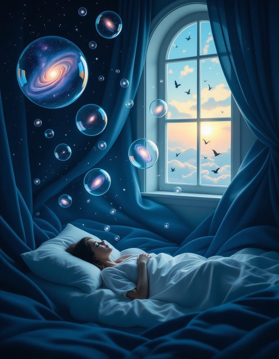 Surreal Dreamscape: Fear to Peace with Cosmic Bubbles
