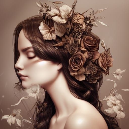 Detailed Portrait of Young Woman with Tattoos