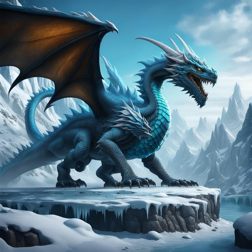 Detailed Ice Dragon Fantasy Concept Art