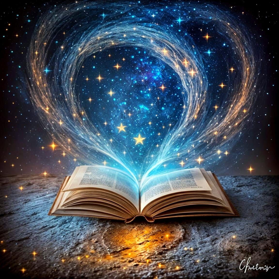 Stars Emerge From Open Book