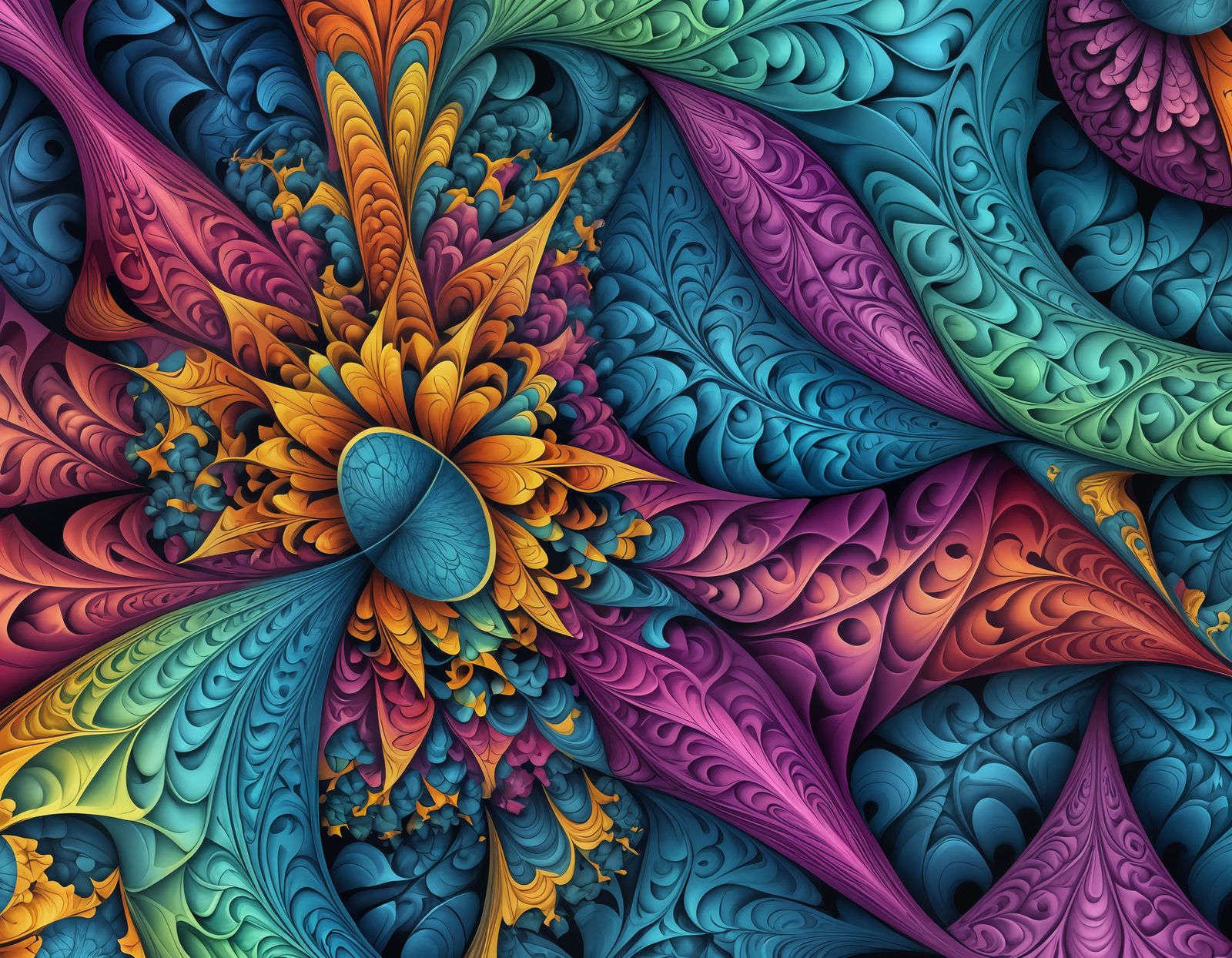 Abstract Vector Fractal with Wave Function and Zentangle