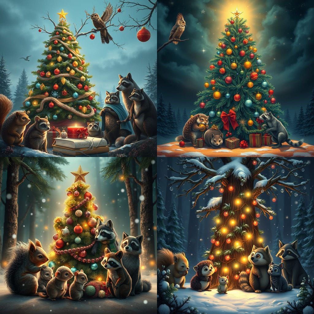 Surreal Winter Wonderland with Fantastical Creatures