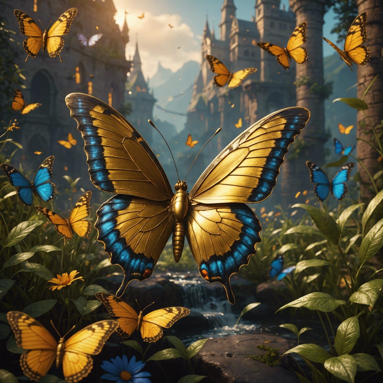 Golden Butterfly: Detailed Fantasy Concept Art