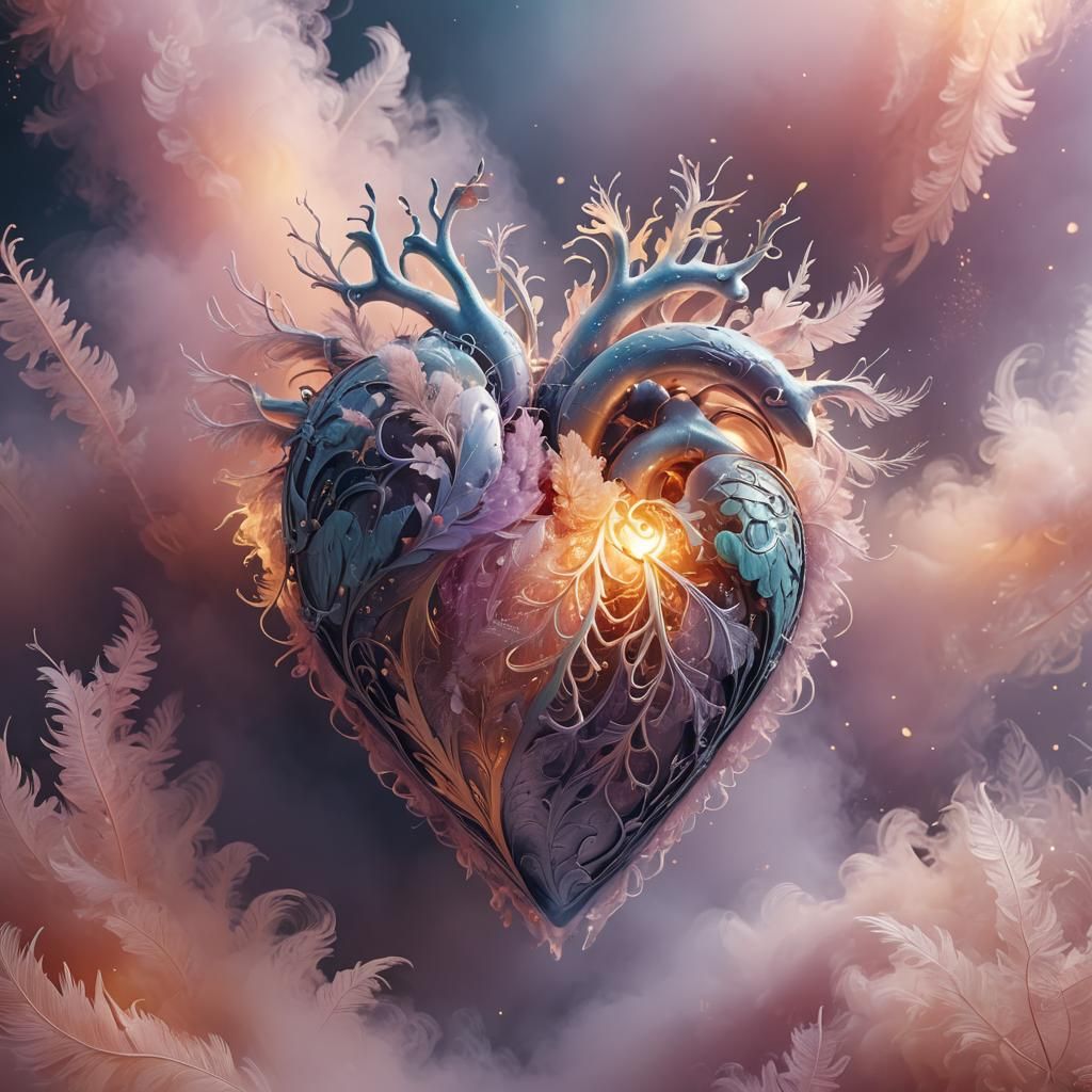 Serene Heart in Dreamy 3D Illustration