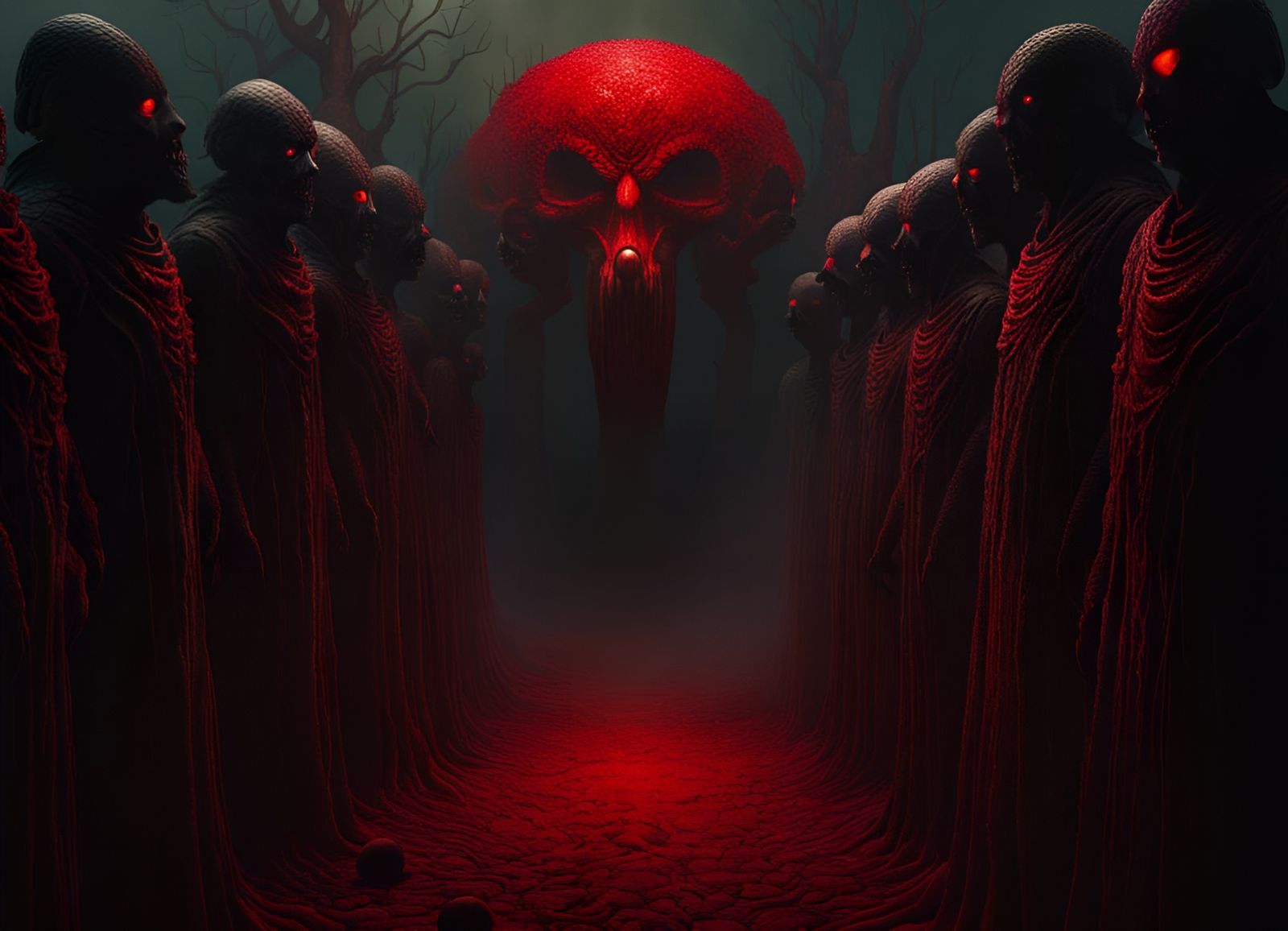 Sinister Gathering in a Dark Surrealist Style