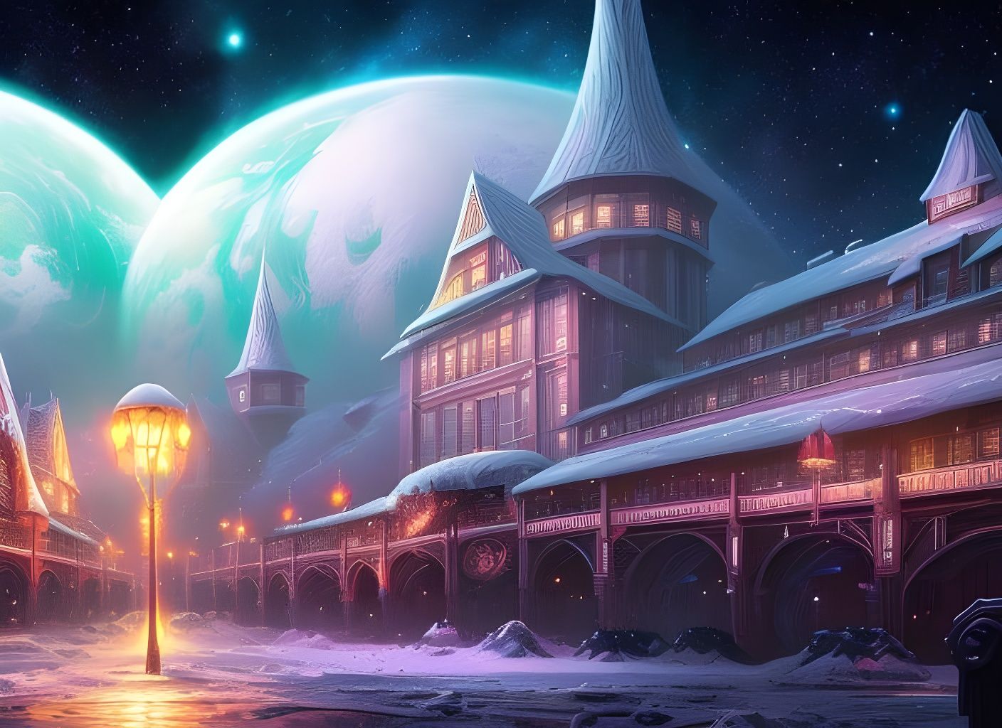 Luminous Crystal Star Portals: A Maximalist Digital Illustra...