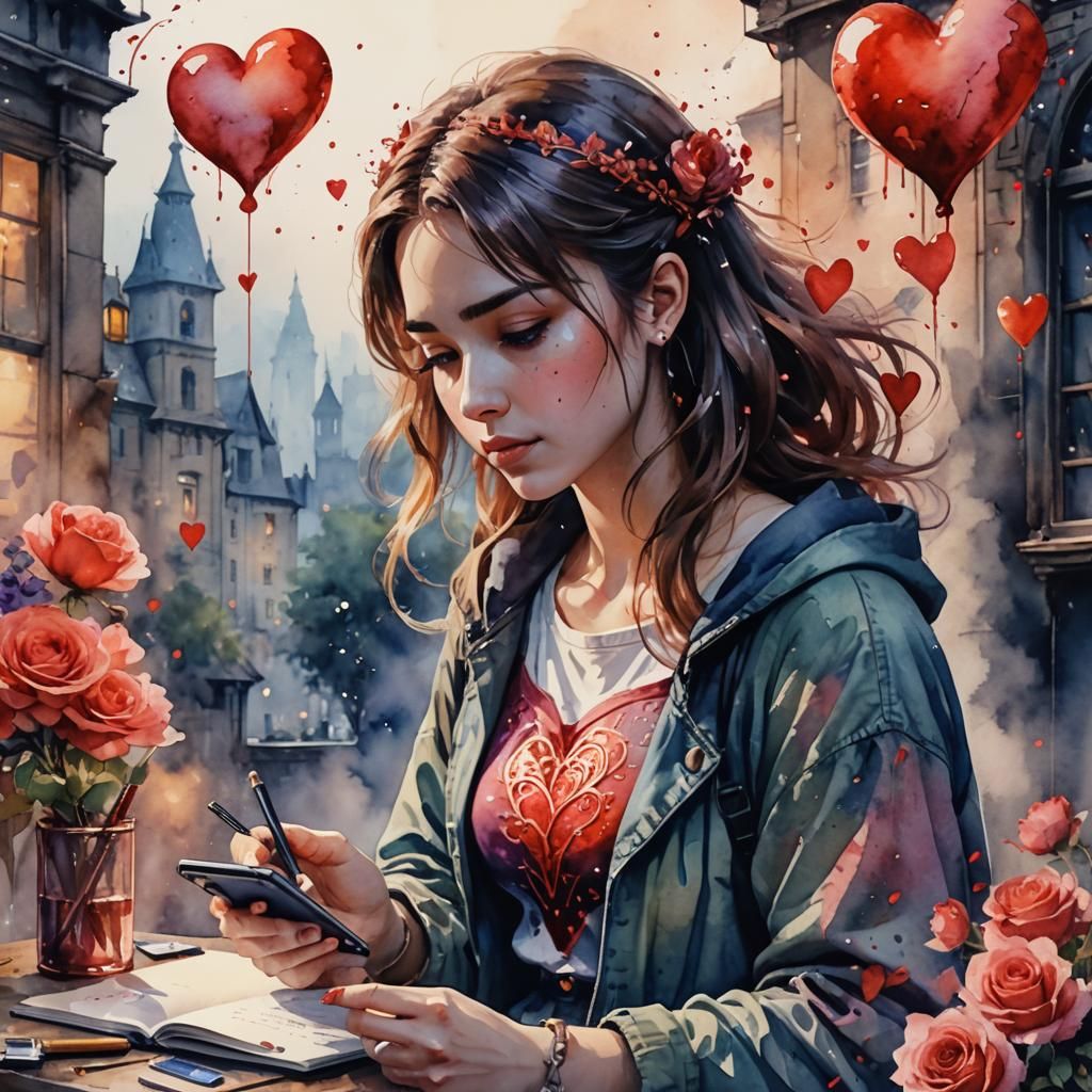 Two Girls in Love: Watercolour Art