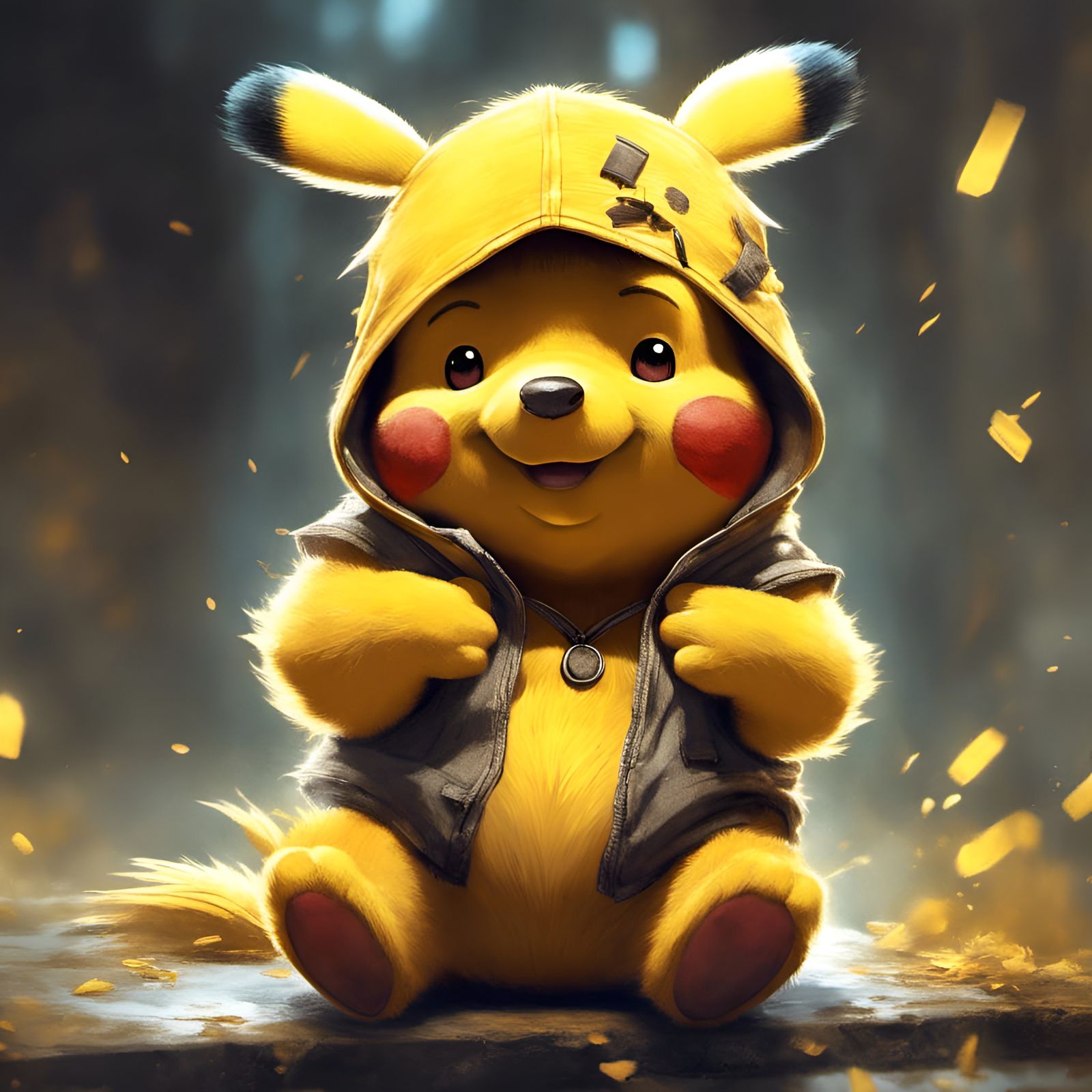Winnie the Pooh as Pikachu: Detailed 3D Render