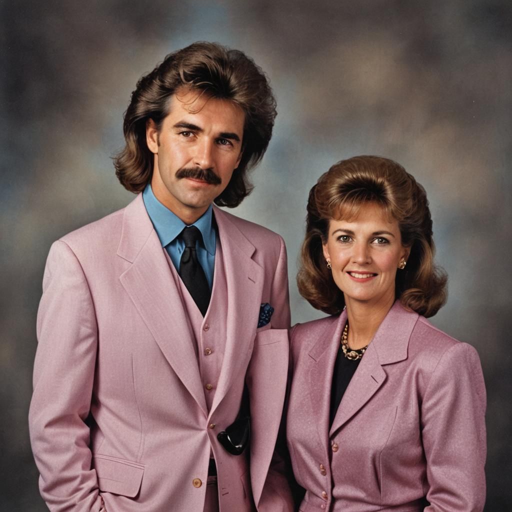 Awkward 80s Husband and Wife Portrait