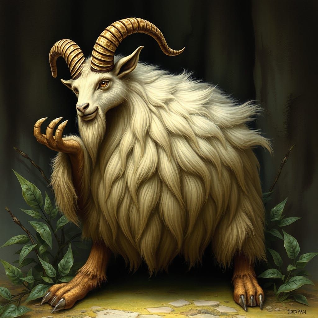 Majestic Forest God with Hooves and Horns