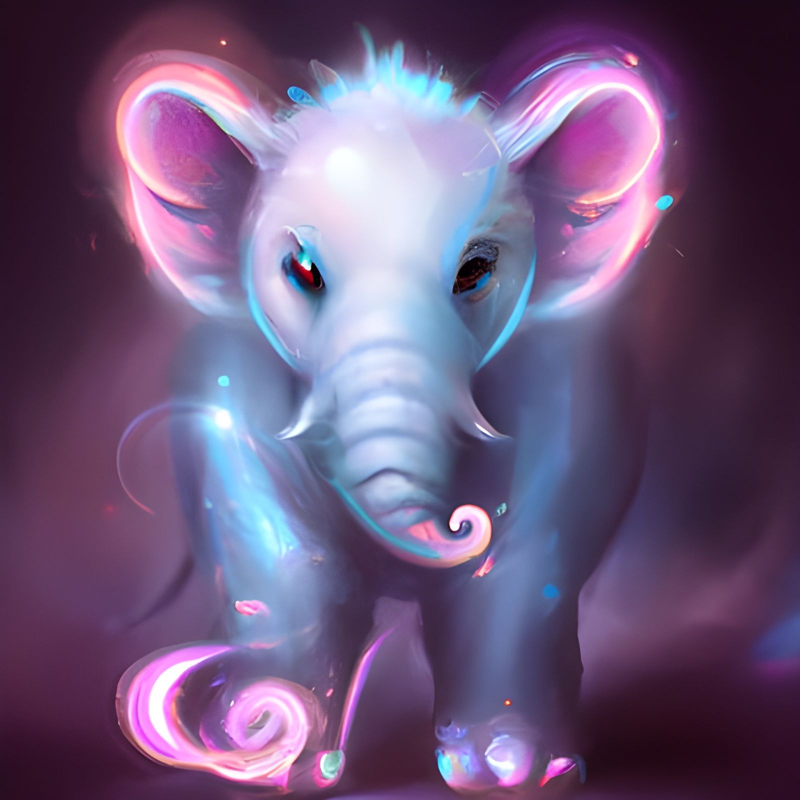 Adorable Chibi Elephant Portrait in Digital Art Style