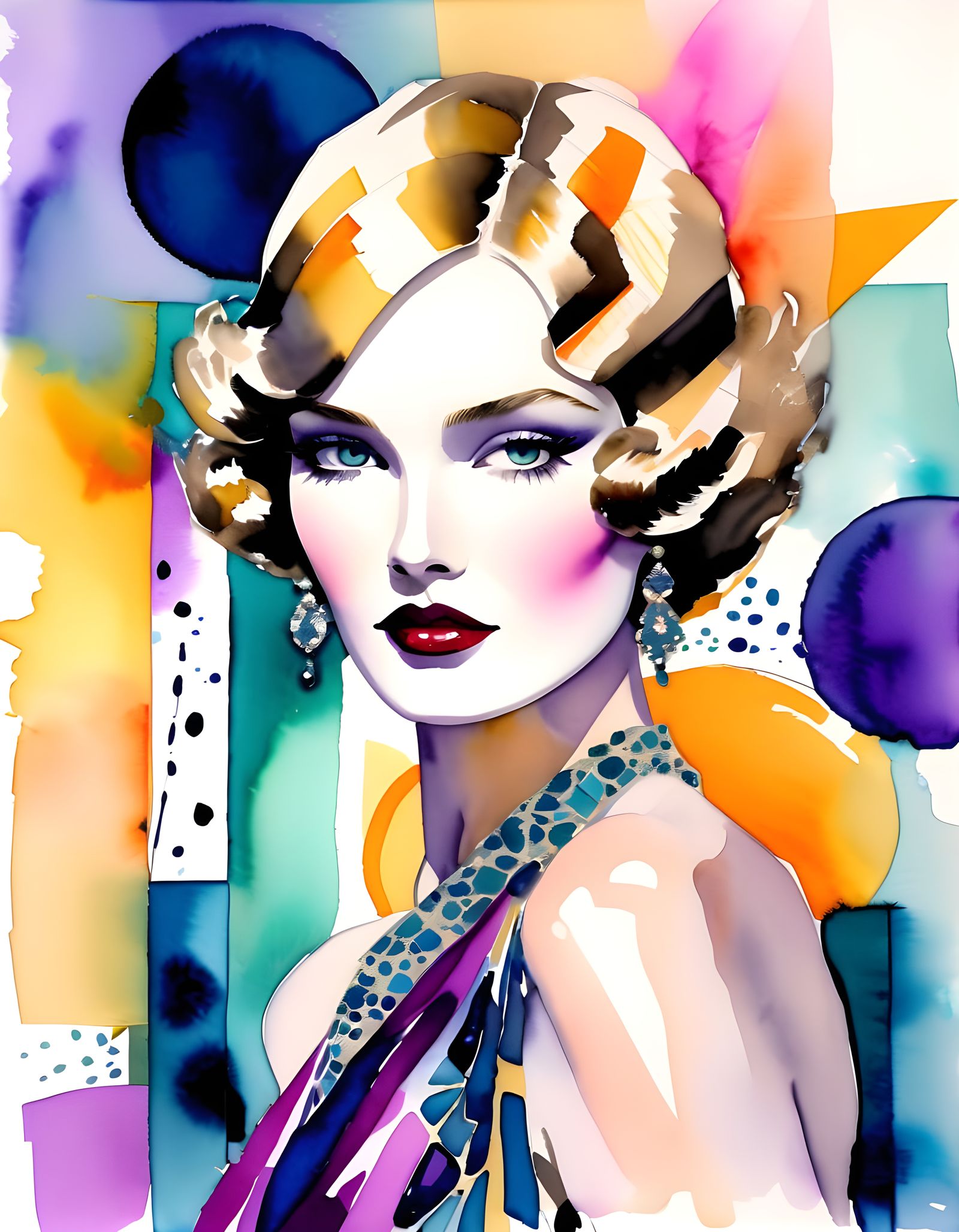 Glamorous Art Deco Supermodel Portrait