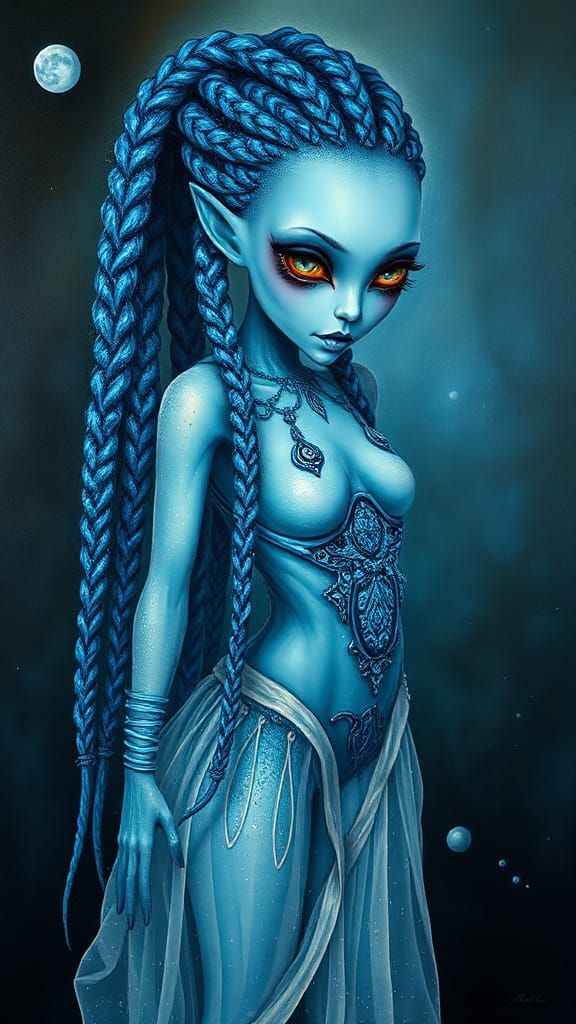 Glittering Alien Girl in 16-Bit Pixel Art