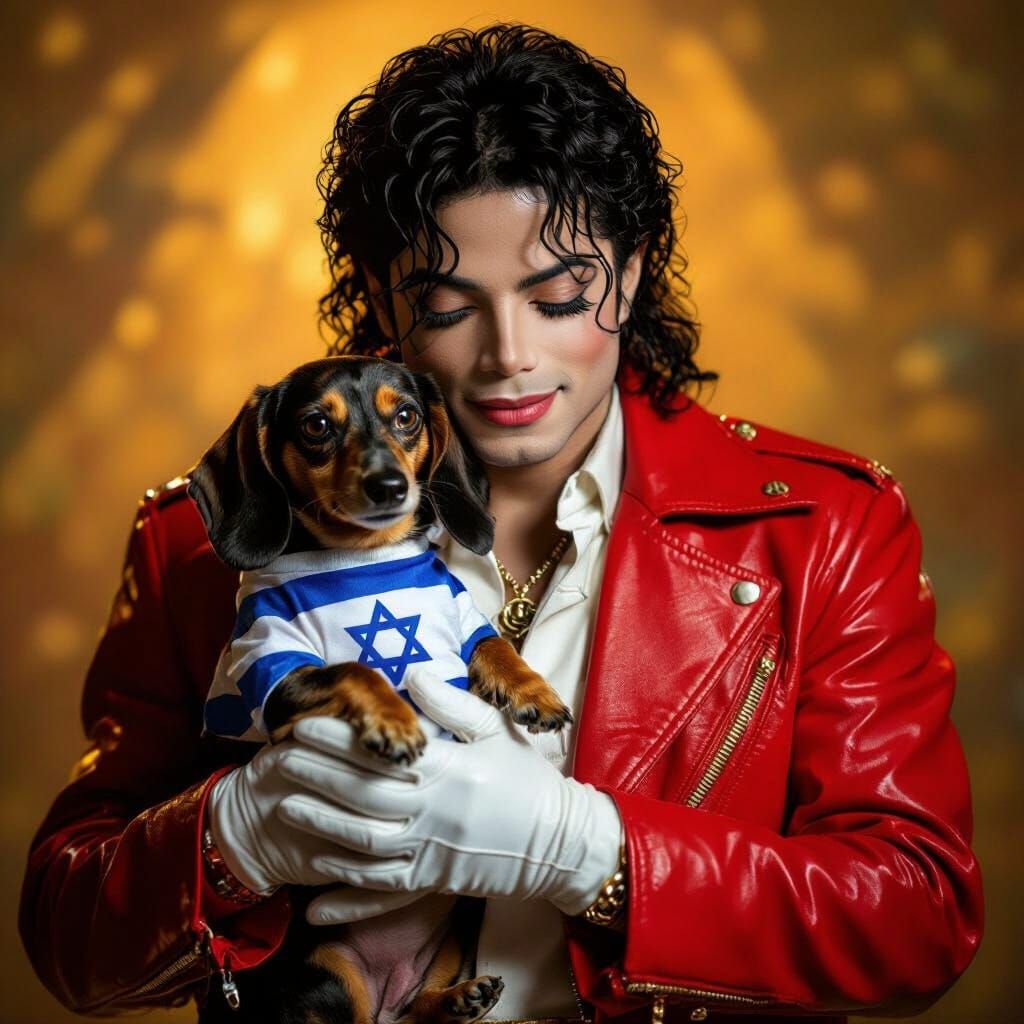 Michael Jackson with Dachshund in Vibrant Pop Art
