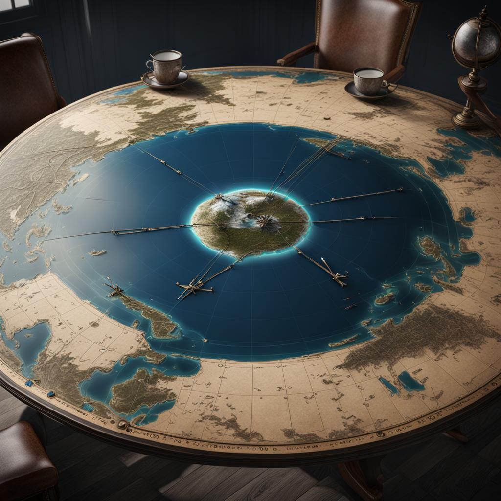 Volumetric Map of Flat Earth: Detailed Matte Painting